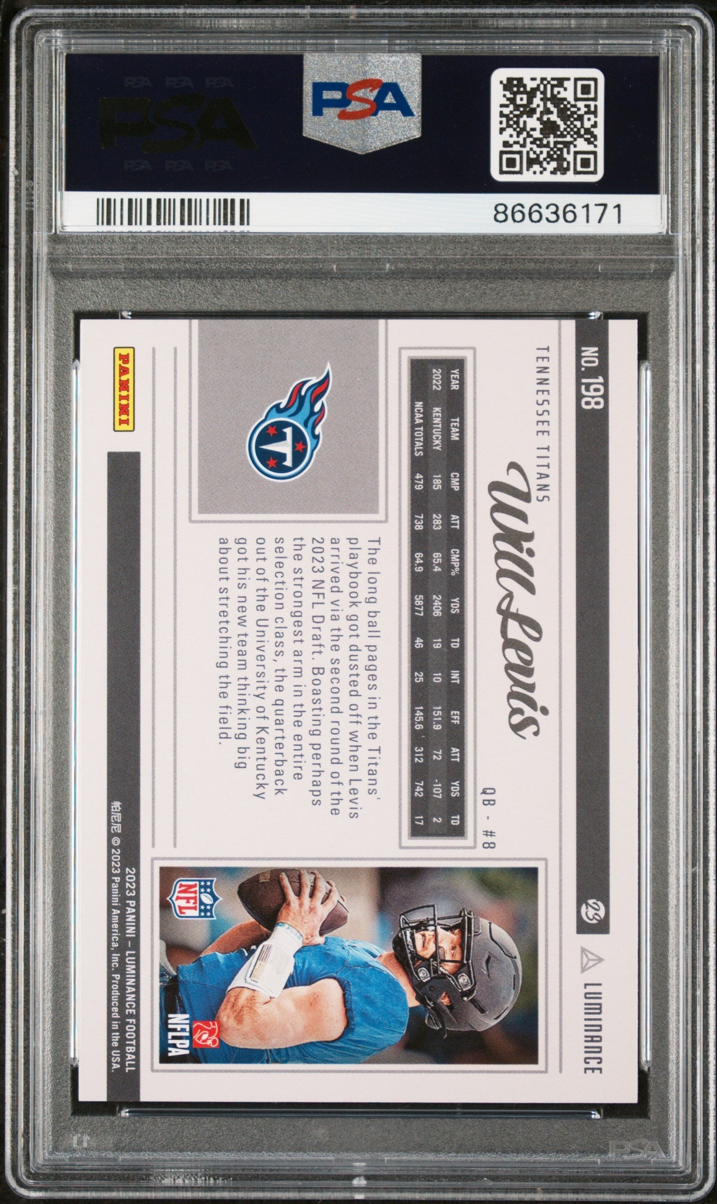 2023 PANINI LUMINANCE WILL LEVIS  #198 - PSA 10 ROOKIE CARD 2